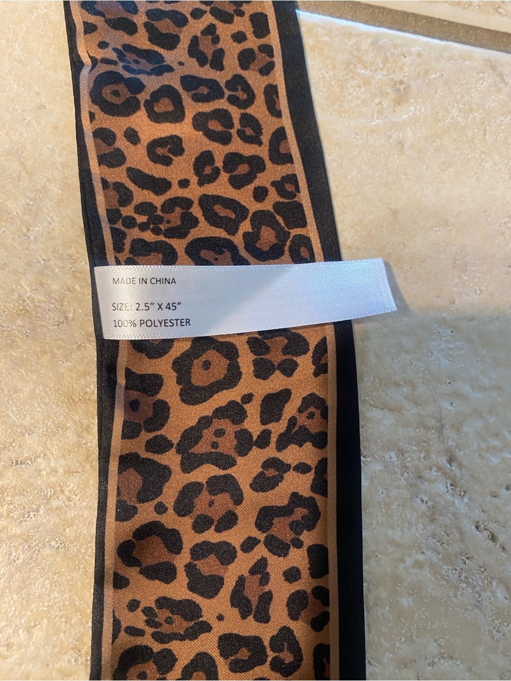 Satin Leopard Print Hair Ribbon/Tie - Picture 3 of 4